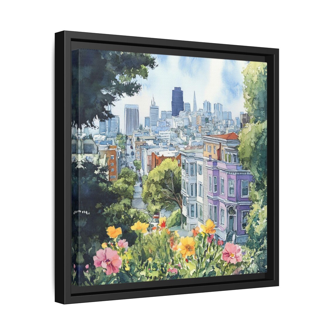 San Francisco Watercolor Cityscape, Abstract Art - Image 2