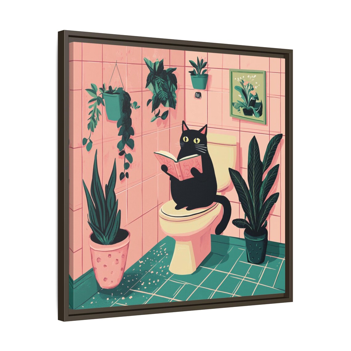 Whimsical Cat Bathroom Wall Art, Funny Gift - Image 3