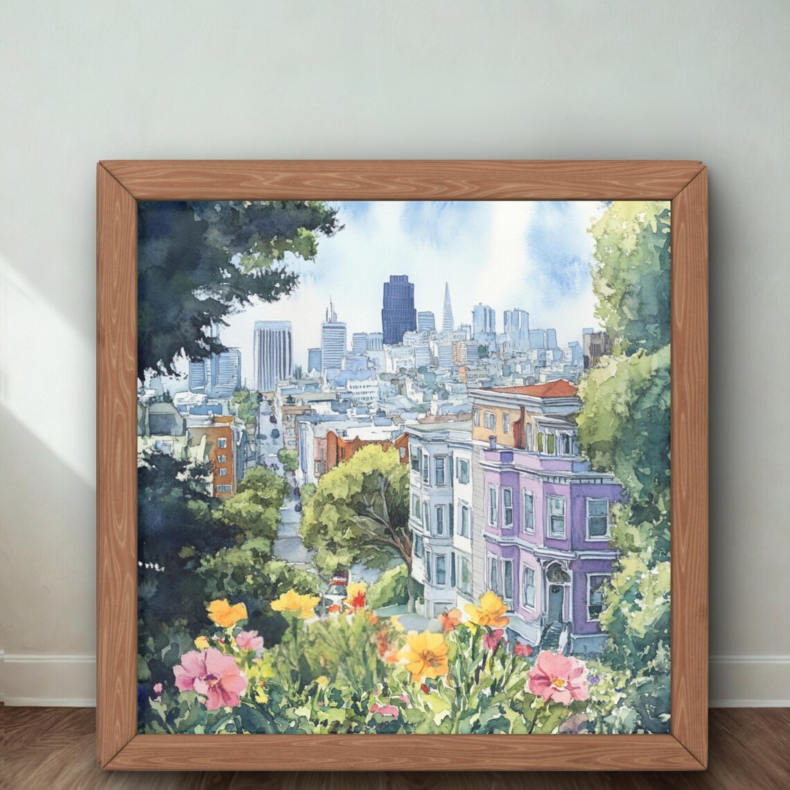 San Francisco Watercolor Cityscape, Abstract Art