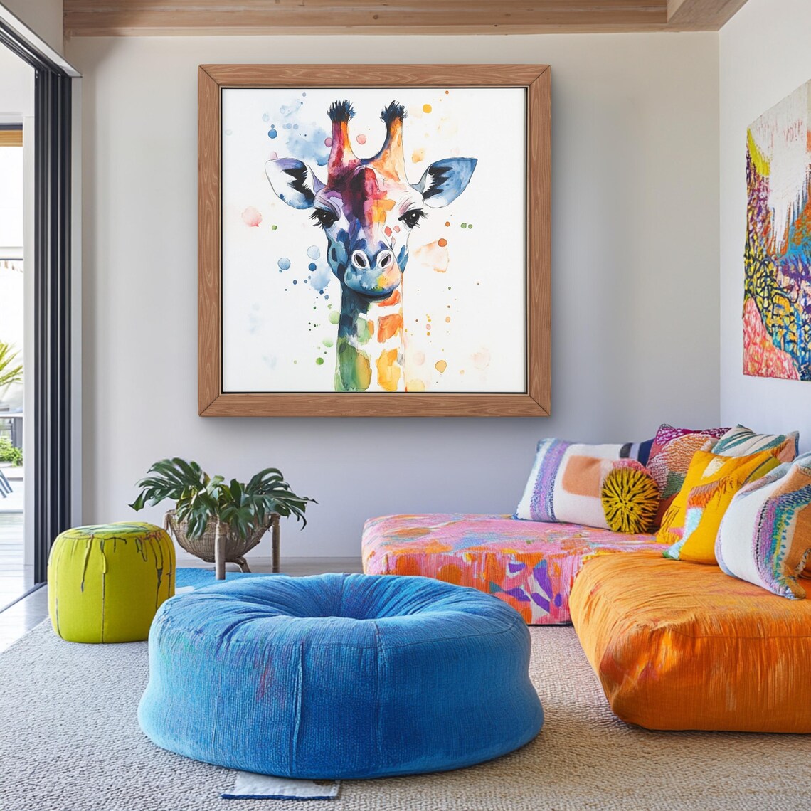 Giraffe Watercolor Art Print, Nursery Decor