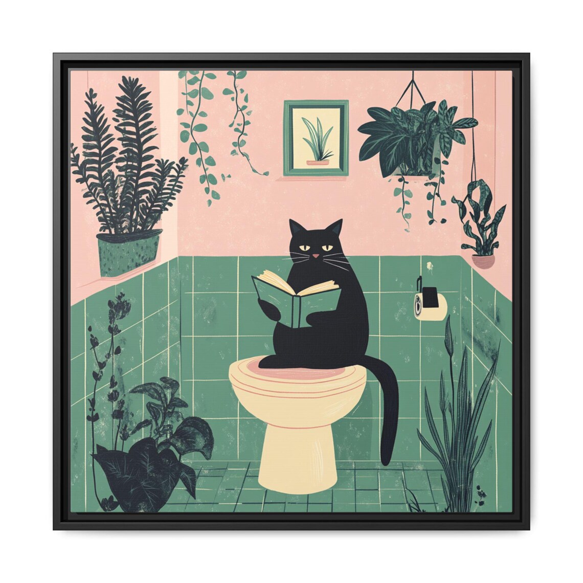 Whimsical Cat Bathroom Art, Funny Cat Lovers Gift - Image 4