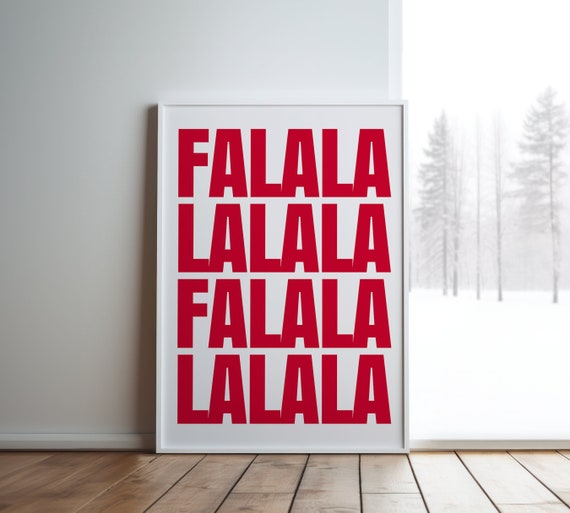 Falalalala Christmas Poster, Holiday Wall Art Print