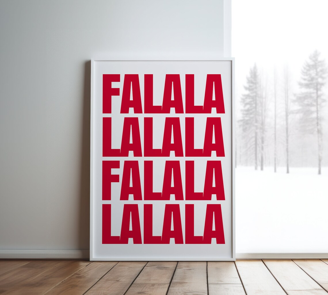 Falalalala Christmas Poster, Holiday Wall Art Print