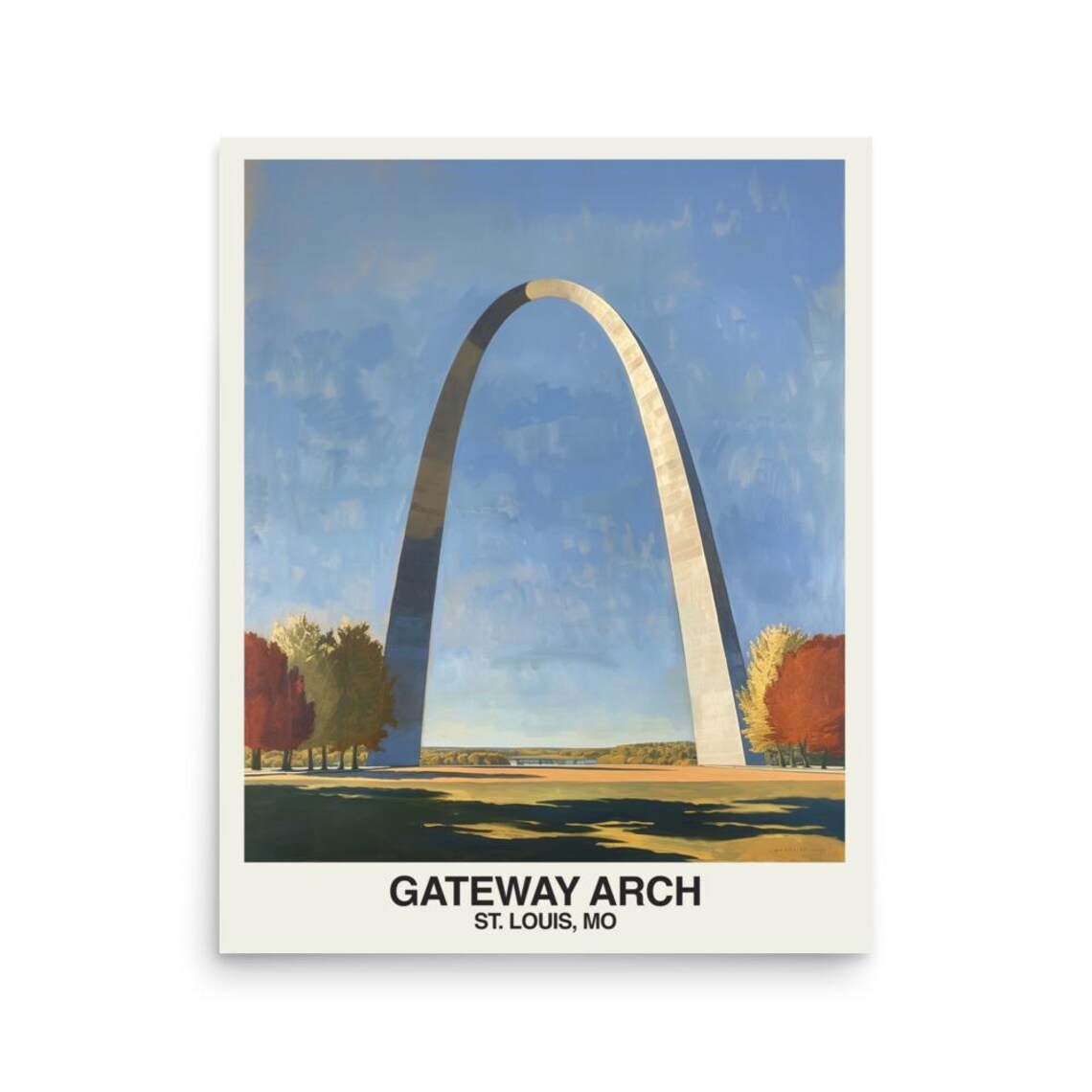 Gateway Arch St Louis Missouri Autumn Trees Landmark Travel Poster