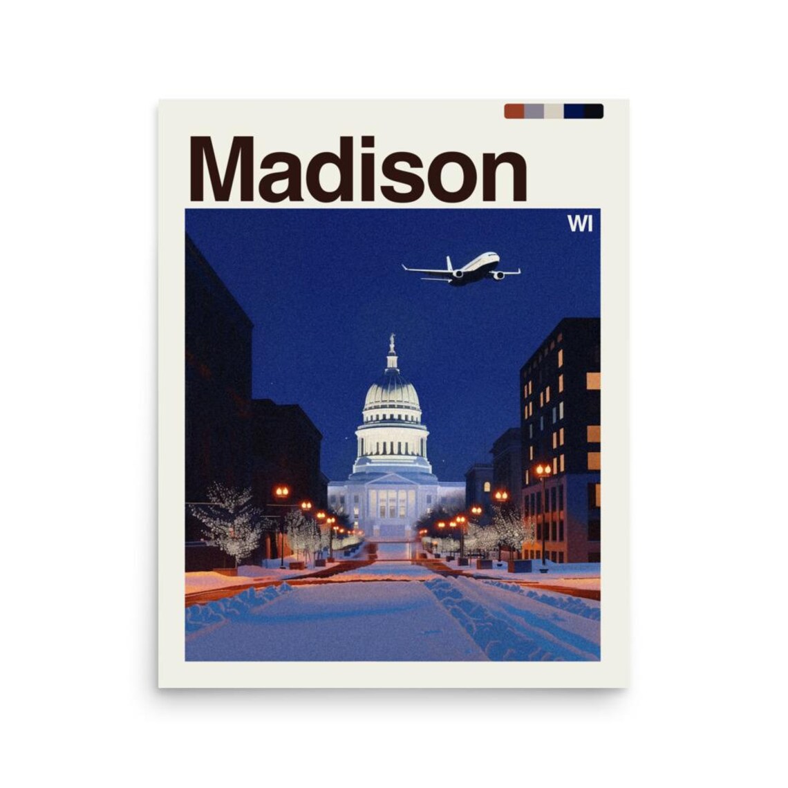 Madison Travel Poster, Wisconsin Capitol Building