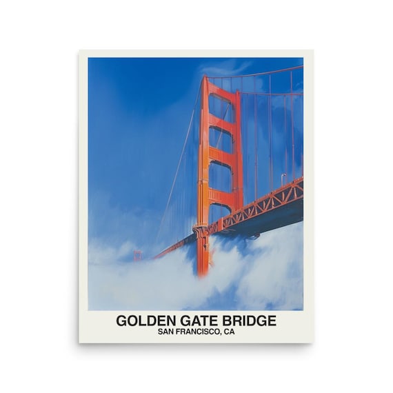 Golden Gate Bridge Fog San Francisco California Landmark Poster