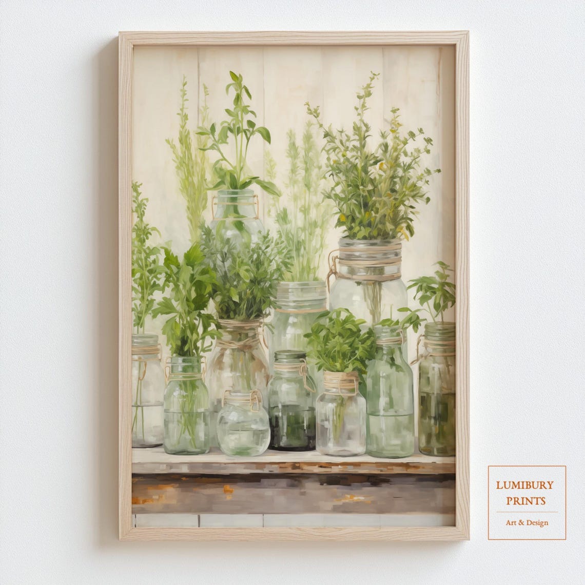 Herb Kitchen Wall Art Vintage Poster Farmhouse Decor Rustic Botanical Print Instant