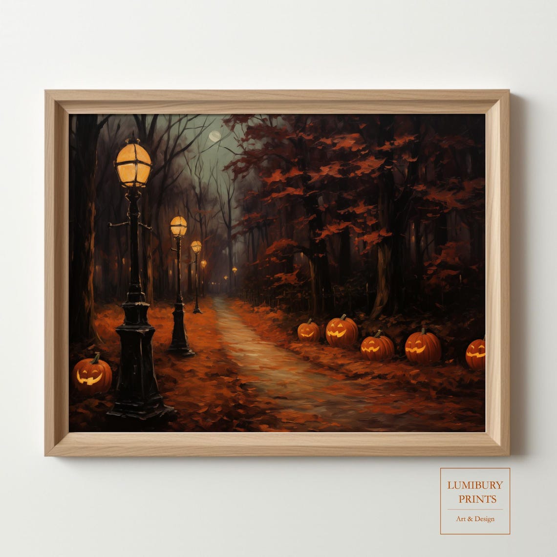 Jack O Lantern Wall Decor Halloween Art Home Vintage Print Pumpkin Rustic Fall Instant