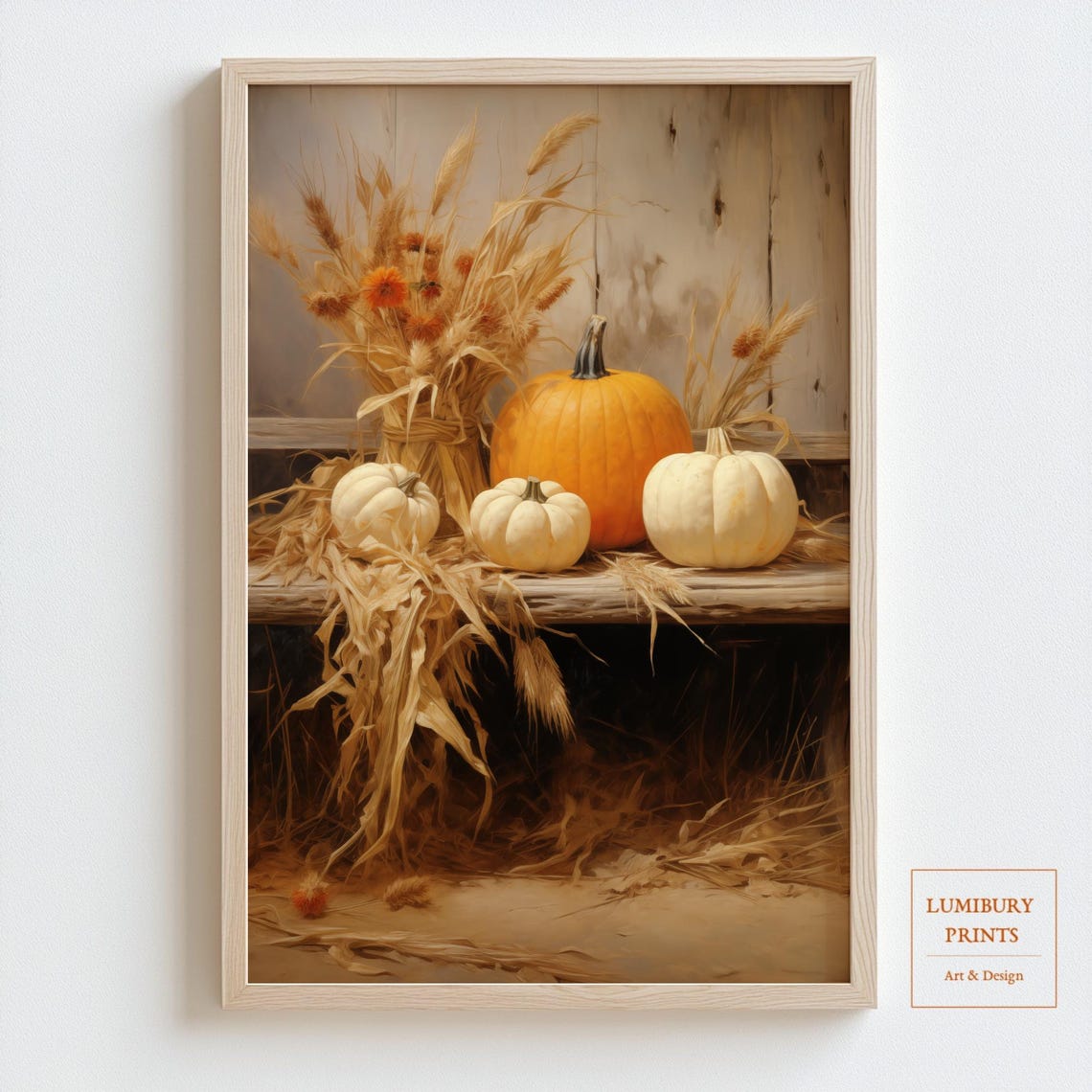 Neutral Halloween Decor Farmhouse Fall Pumpkin Vintage Art White Autumn Print Rustic Wall Instant