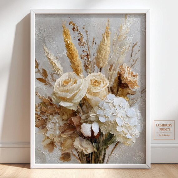 Winter Floral Wall Art Dried Flower Print Botanical Decor Cozy Instant