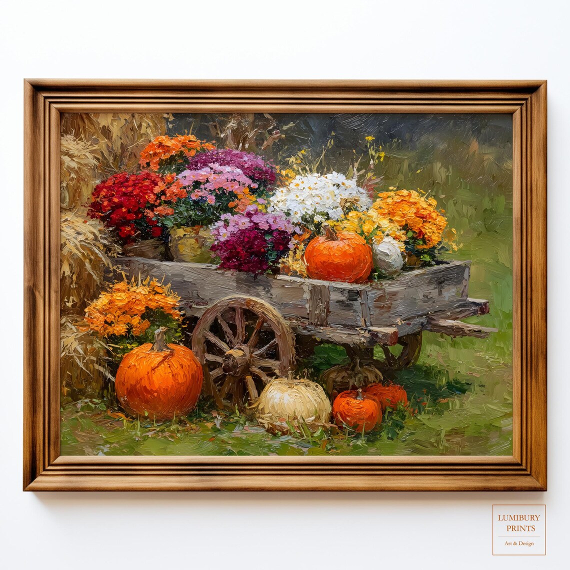 Chrysanthemum Fall Pumpkin Botanical Art Print