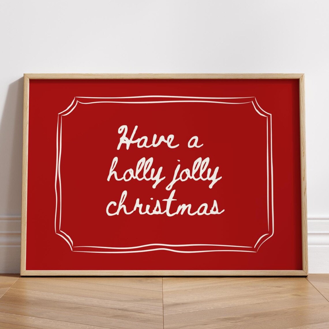 Merry Christmas Winter Poster, Minimalist Red Quote