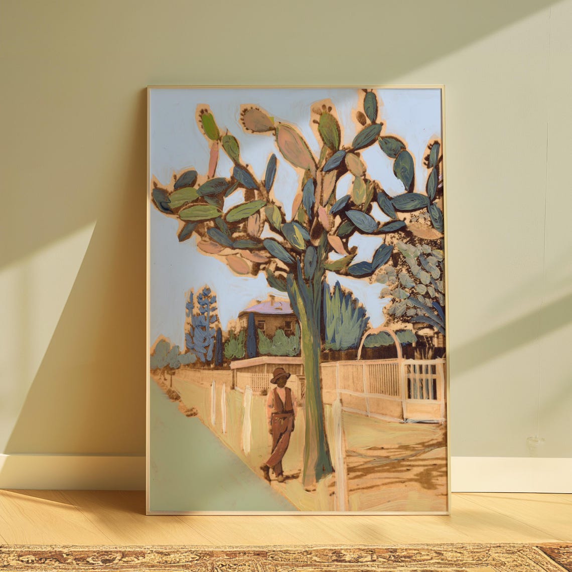 Prickly Pear Cactus Tree Landscape Painterly Style Art Print