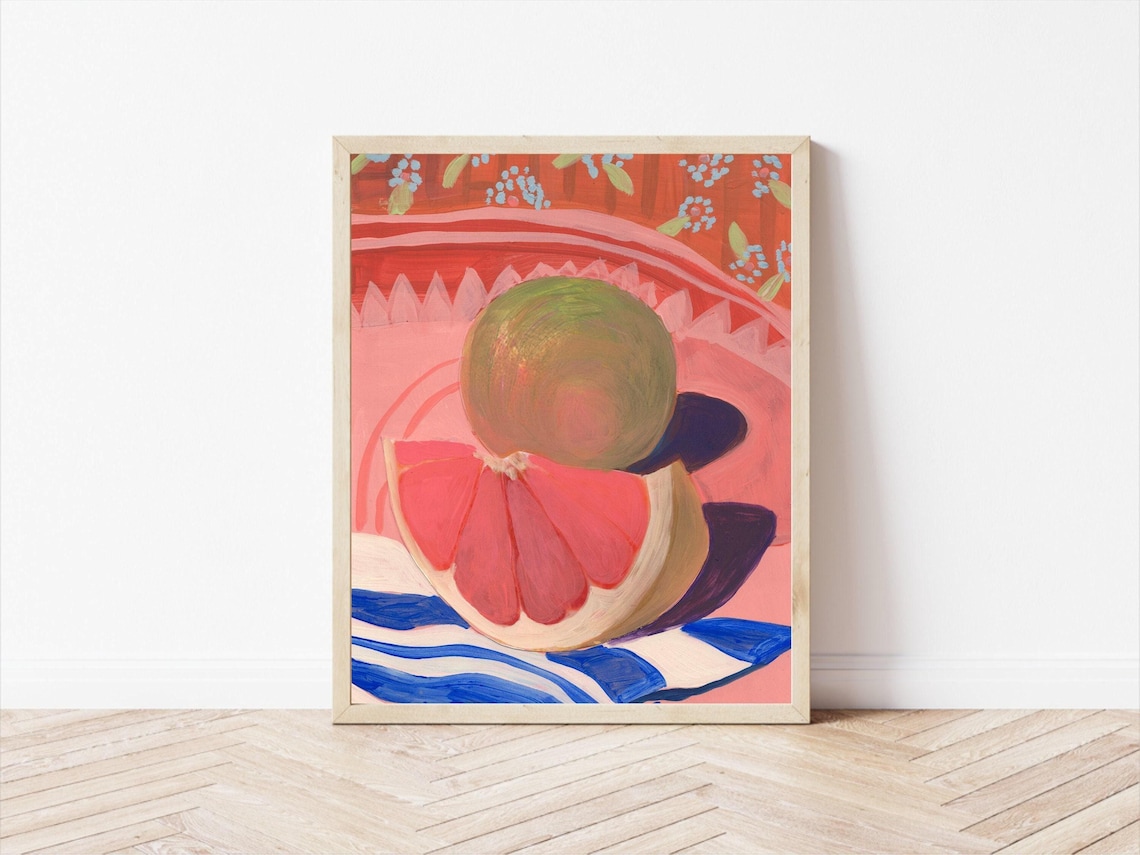 Grapefruit Still Life, Mid-Century Modern Kitchen Art Print