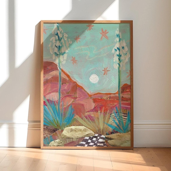 Vintage Yucca Plant Print, Mid-Century Modern Desert Art