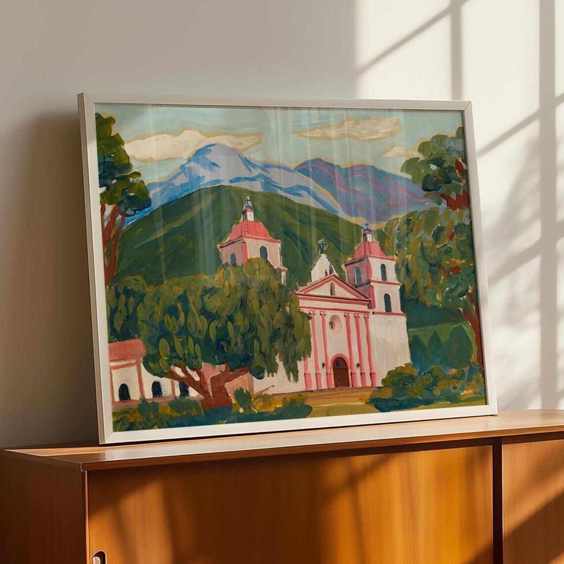 Santa Barbara Mission Vintage California Architecture Poster