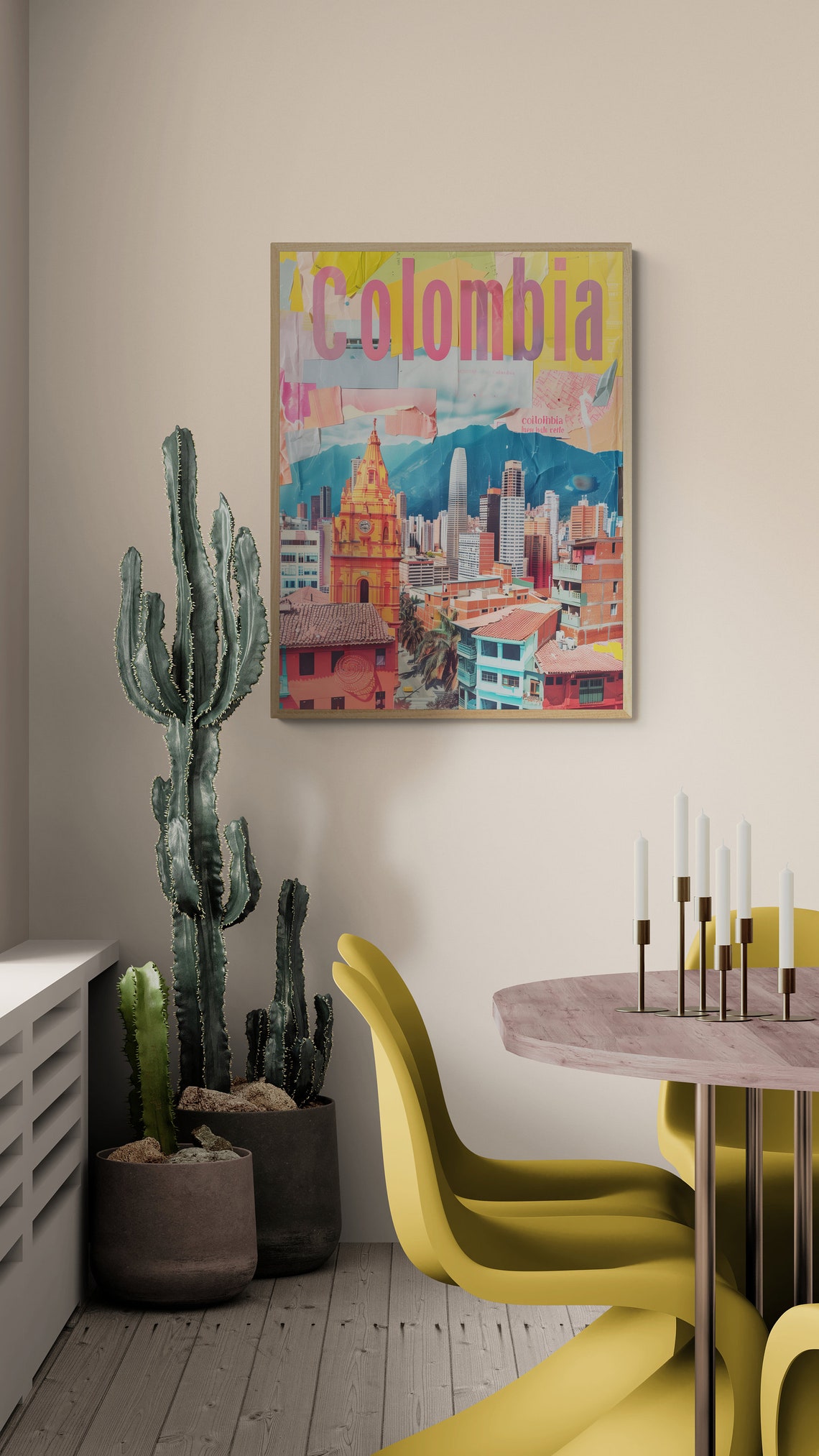 Colombia Colonial Church Mountain Skyline Collage Travel Poster - Image 5