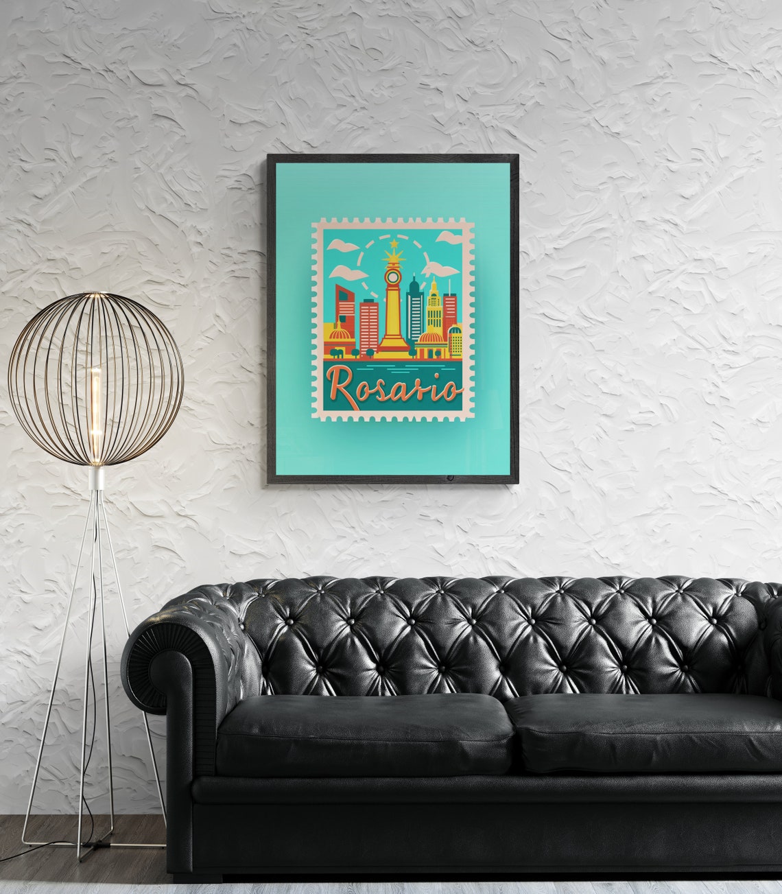 Rosario Argentina Clock Tower Skyline Stamp Art Travel Poster - Image 5