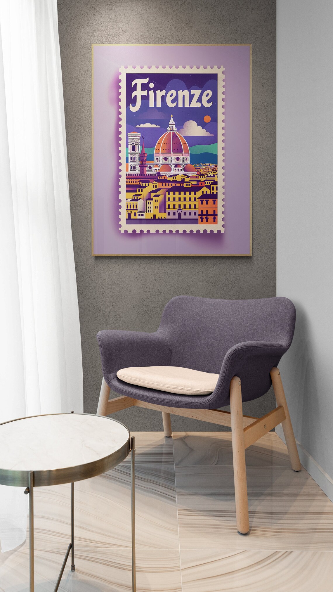 Florence Duomo Cathedral Vintage Stamp Style Italy Travel Poster - Image 3