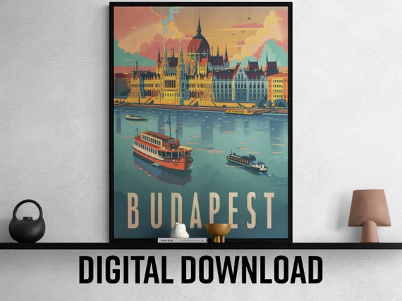 Budapest Travel Poster Vibrant Wall Art Home Decor Unique Travel Gift