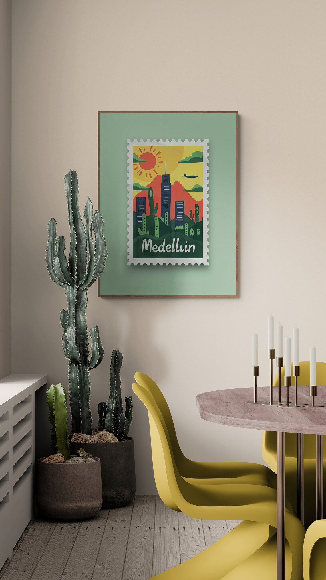 Medellin Colombia Desert Skyline Sunset Vintage Travel Stamp Poster - Image 5