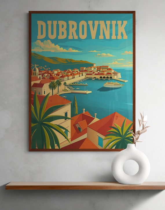 Dubrovnik Vintage Poster Colorful Retro Wall Art Ideal For Home Decor Unique Travel Gift