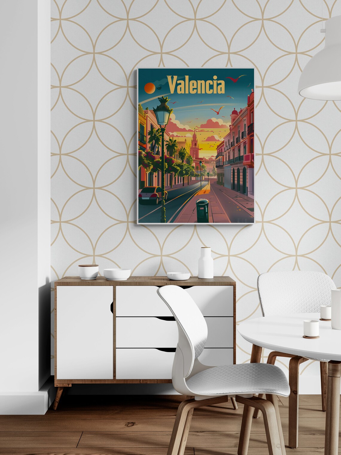 Valencia Spain Old Town Street Church Sunset Vintage Travel Poster - Image 4