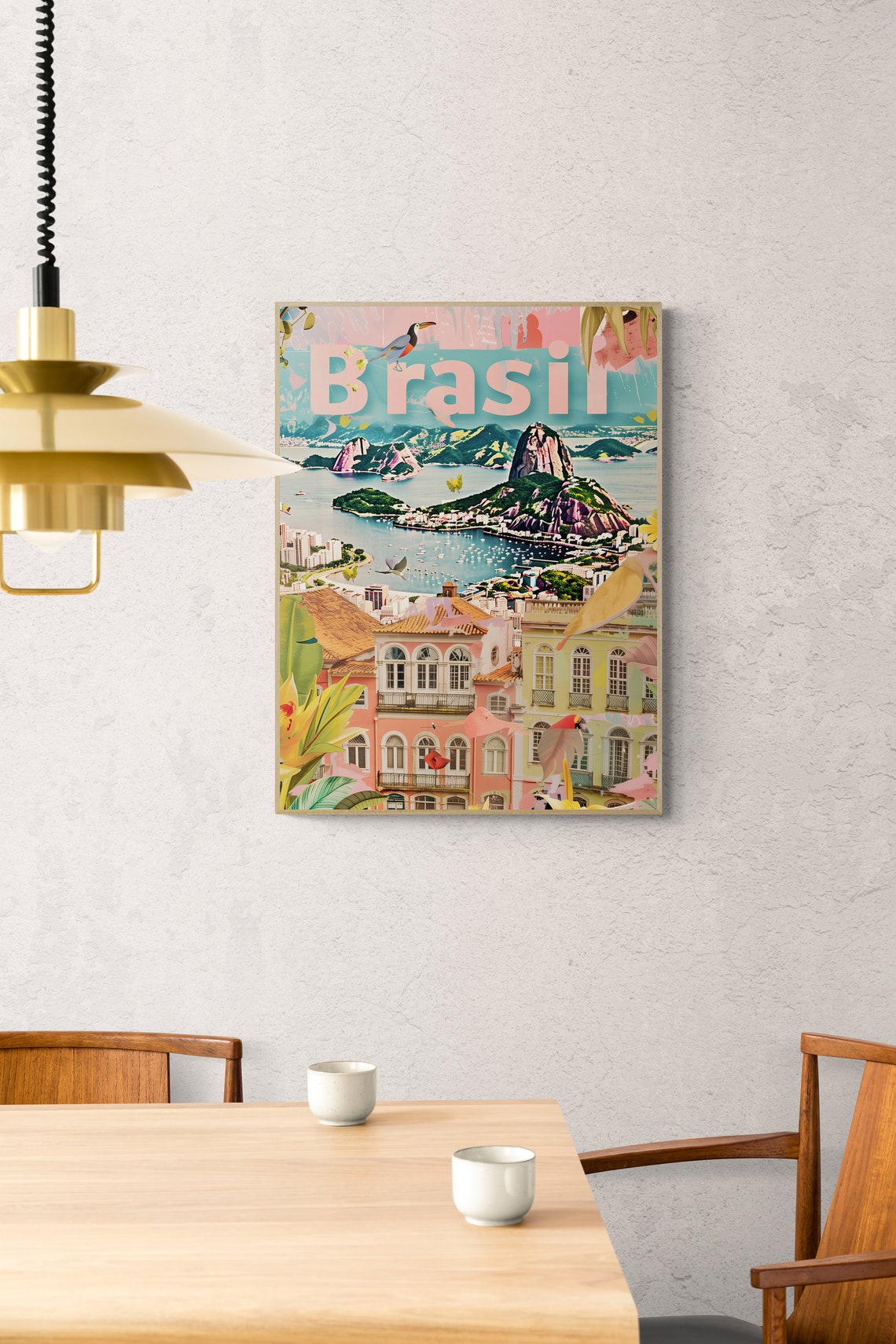 Brasil Rio de Janeiro Sugarloaf Mountain Bay Colorful Travel Poster - Image 5