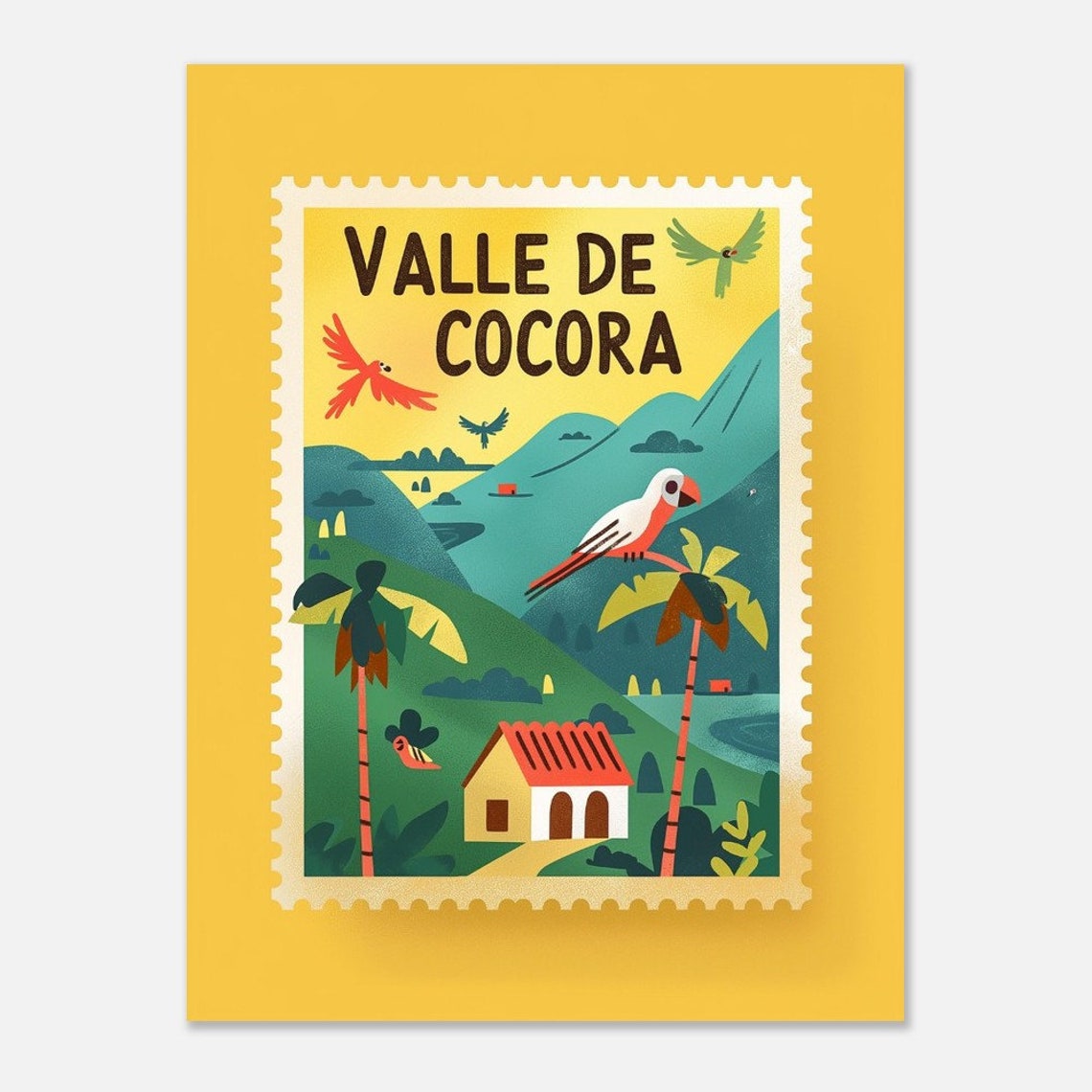 Valle de Cocora Colombia Palm Valley Stamp Art Travel Poster - Image 2