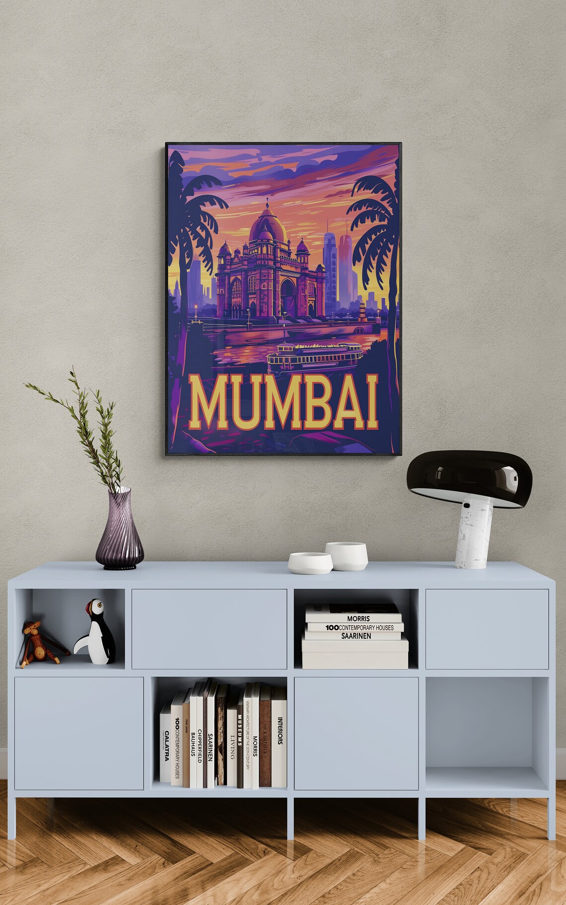 Mumbai Gateway of India Sunset Ferry Harbor Retro Travel Poster - Image 5