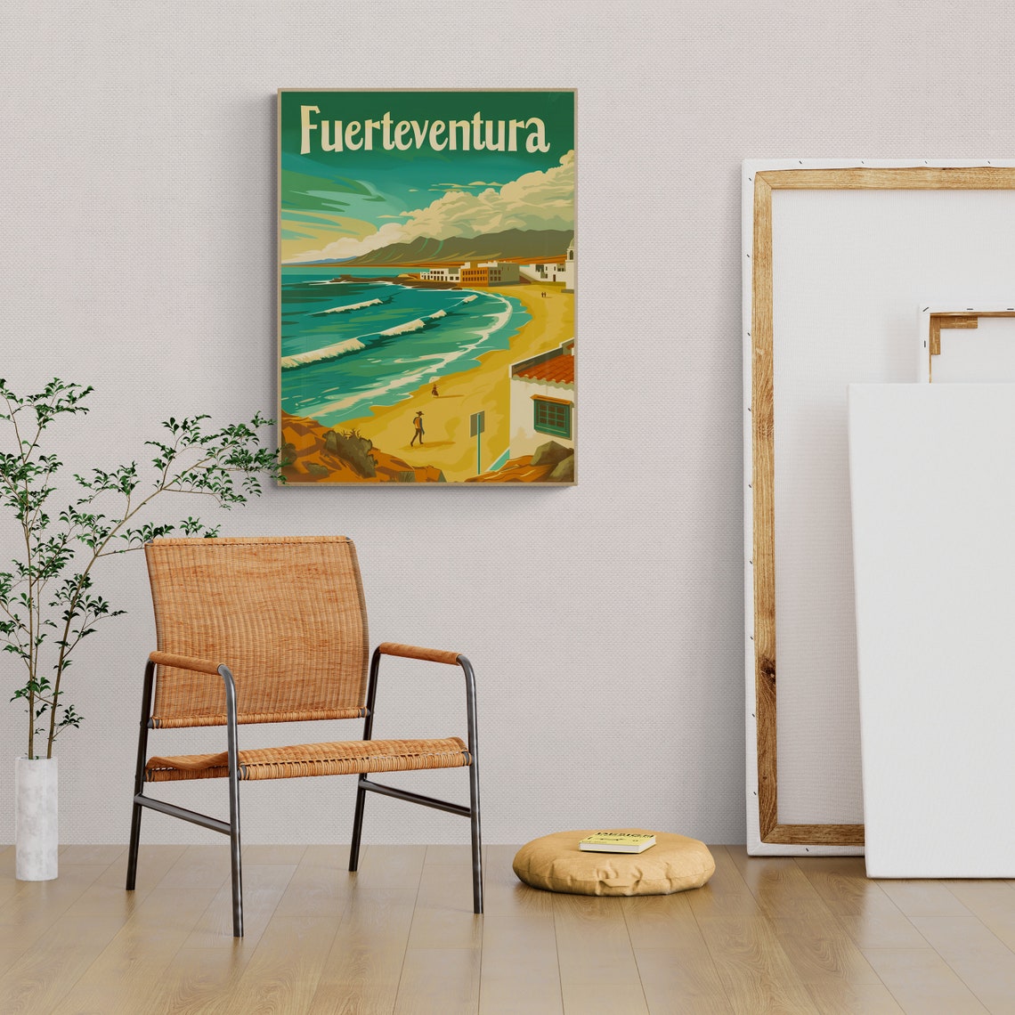Fuerteventura Beach Surf Waves Golden Vintage Canary Island Poster - Image 3