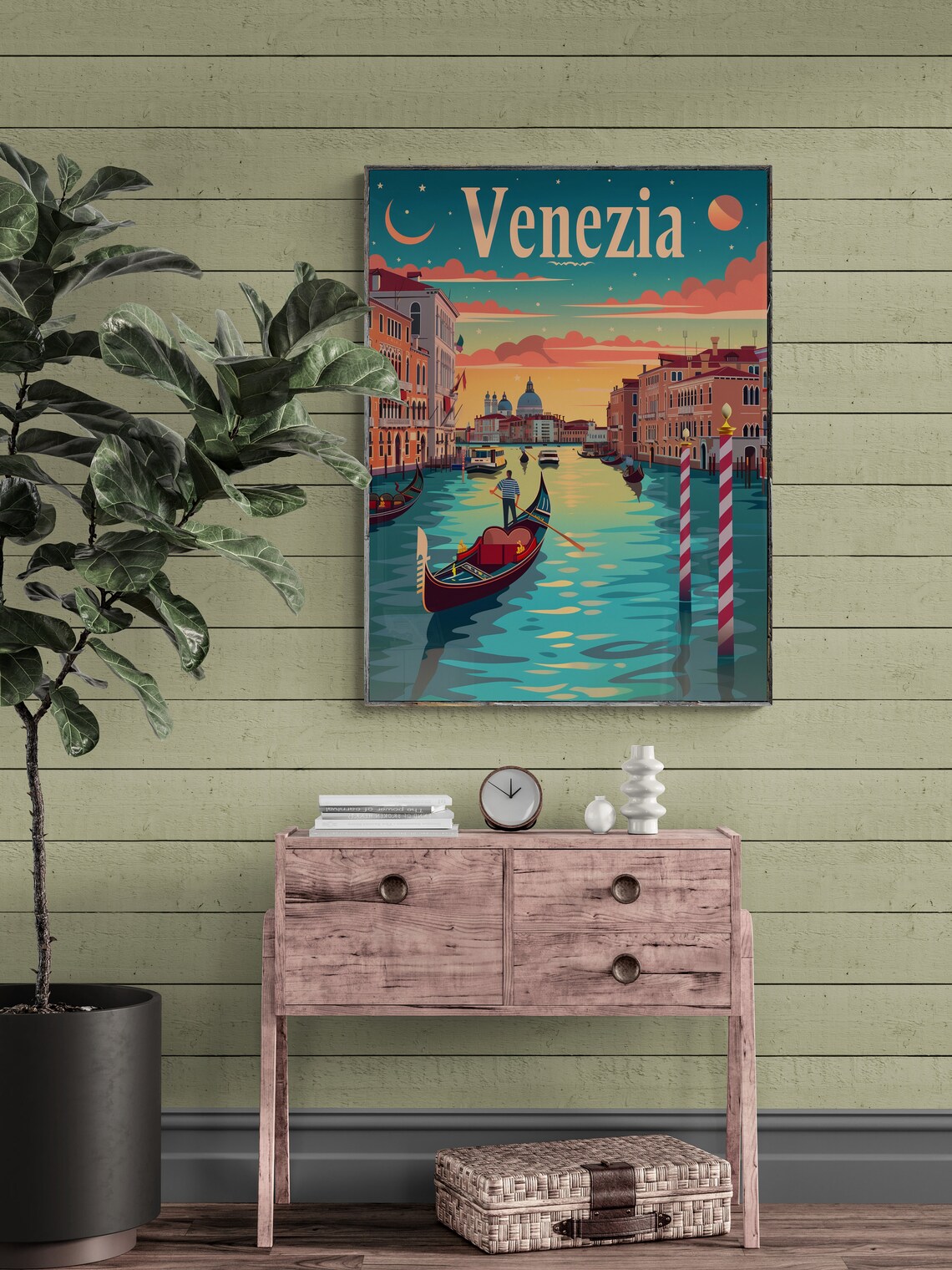 Venezia Gondolier Canal Dusk Lagoon Vintage Italian Romance Poster - Image 4