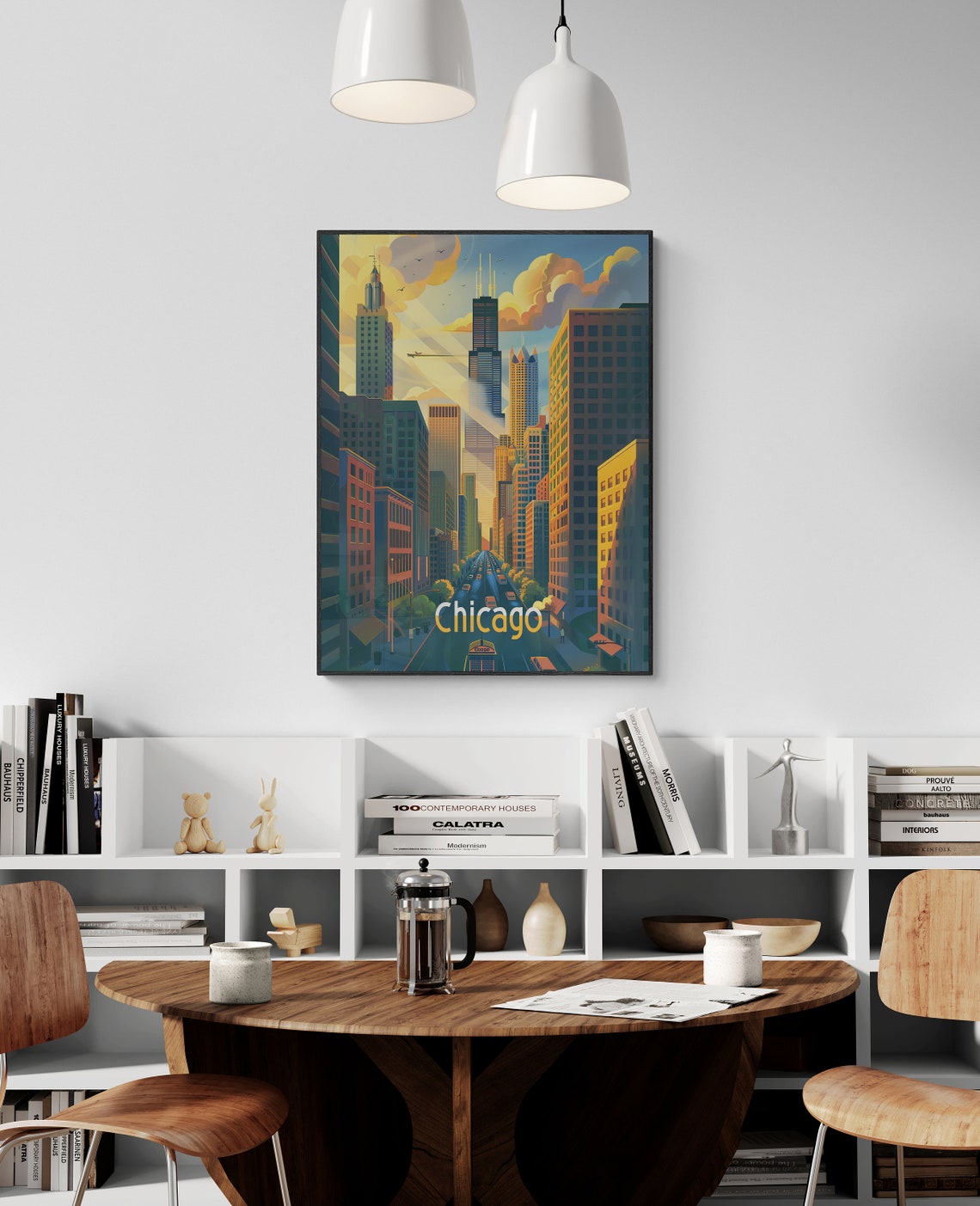 Chicago Downtown Willis Tower Sunset Retro Illinois Poster Art - Image 5