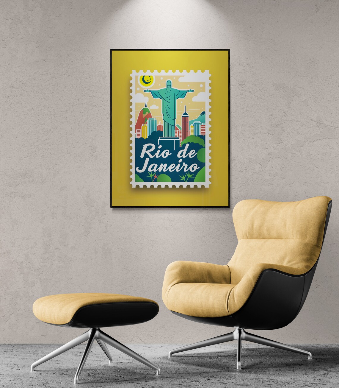 Rio de Janeiro Christ the Redeemer Stamp Style Brazil Travel Poster - Image 5