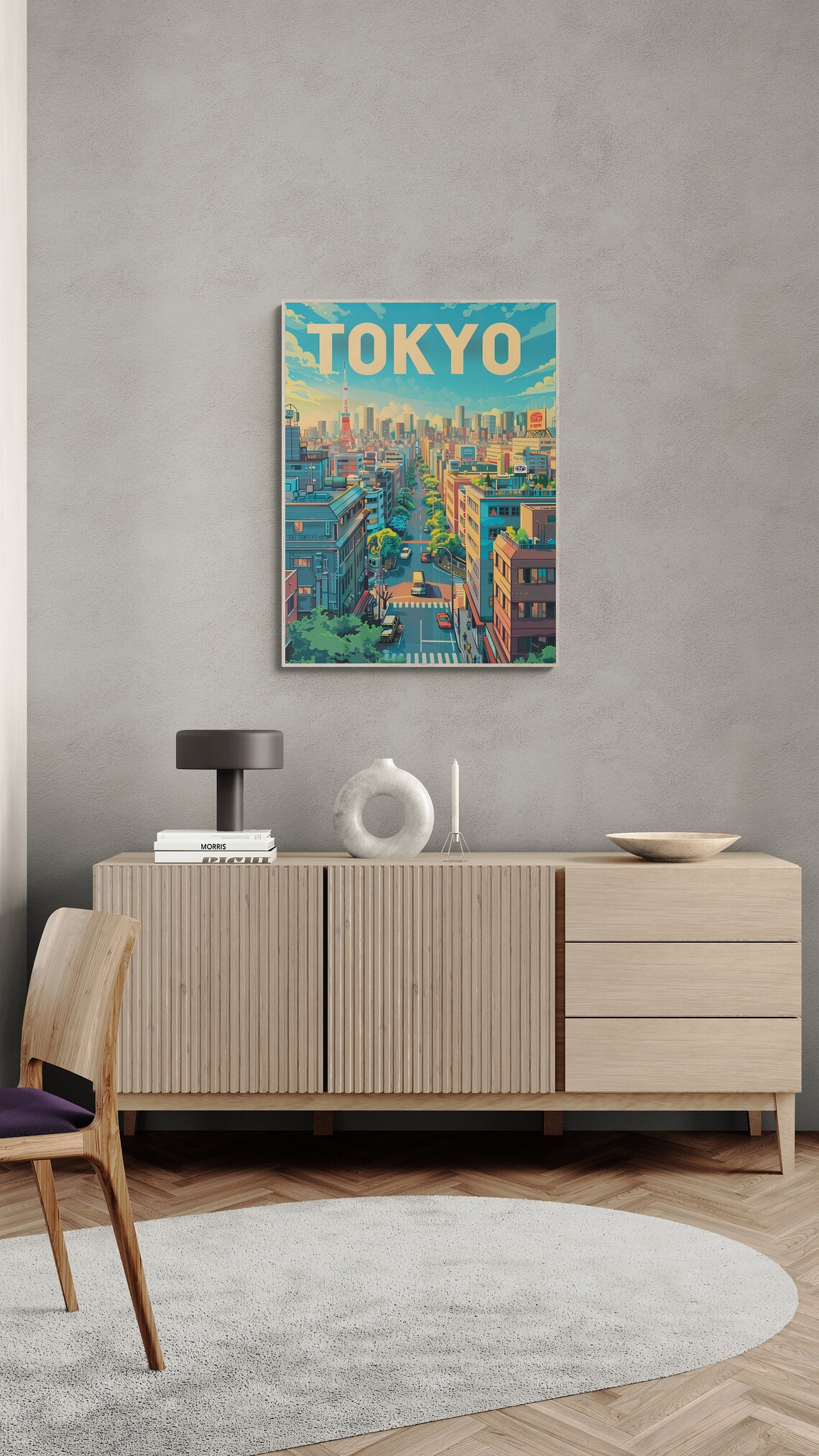 Tokyo Tower Daytime Cityscape Vintage Japanese Travel Poster - Image 3