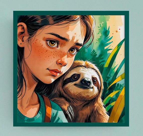Sloth Poster, Watercolor Children's Room Decor