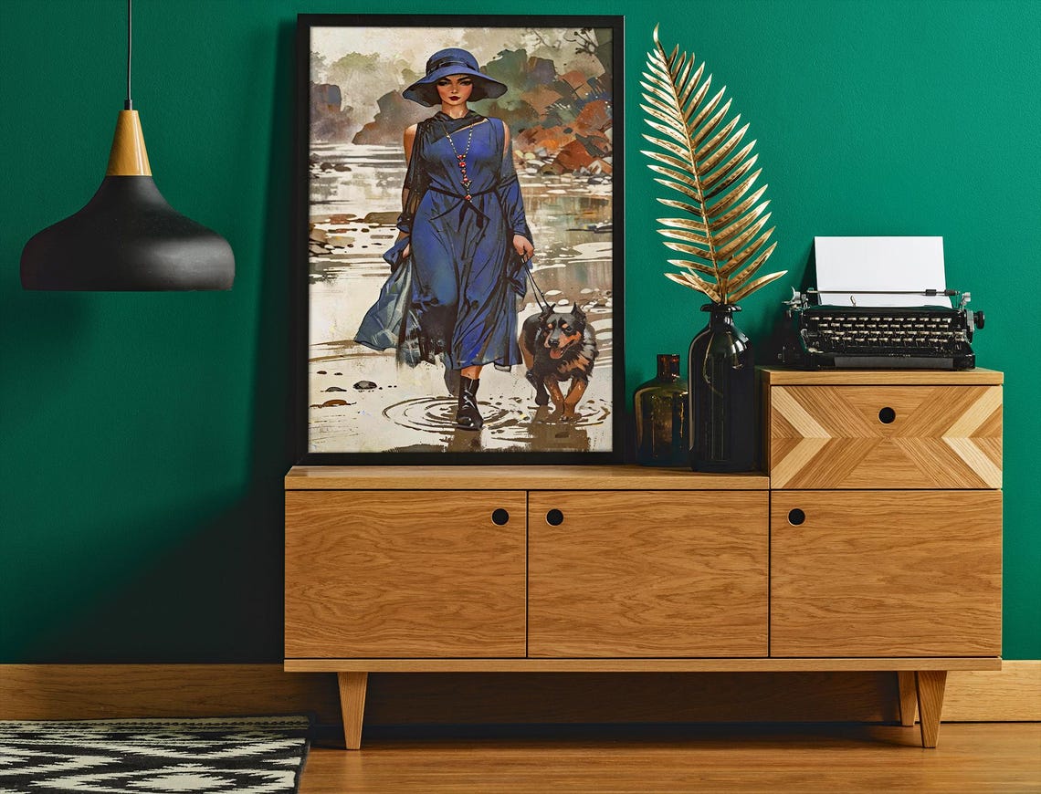 Woman With Dog Art Deco Poster, Vintage Fashion Picture - Image 2