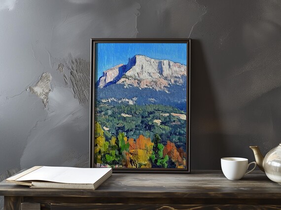 Cezanne-Inspired Limestone Massif with Autumn Trees View Poster