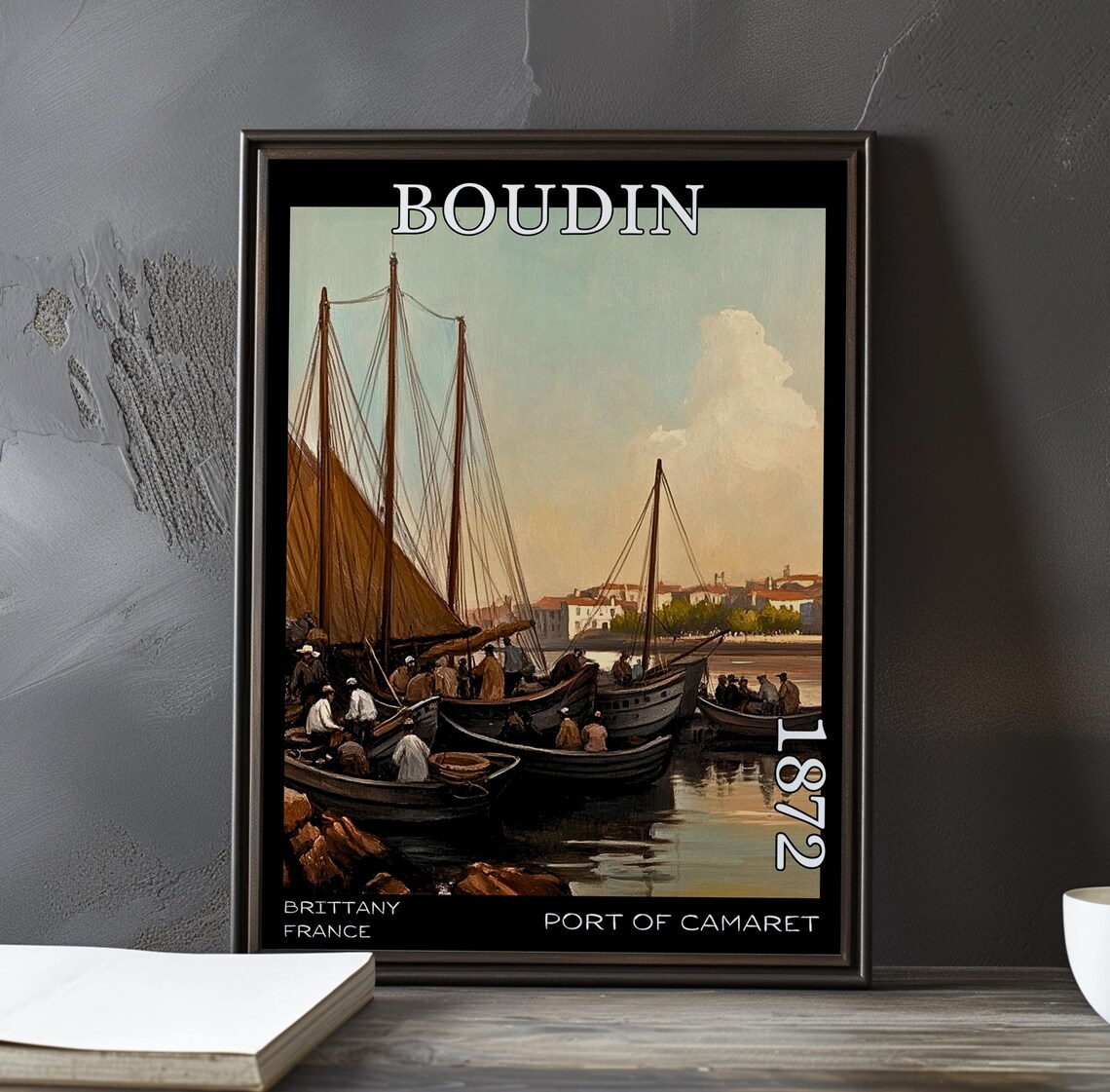 Eugene Boudin Port of Camaret Fishermen Busy Boats 1872 Poster