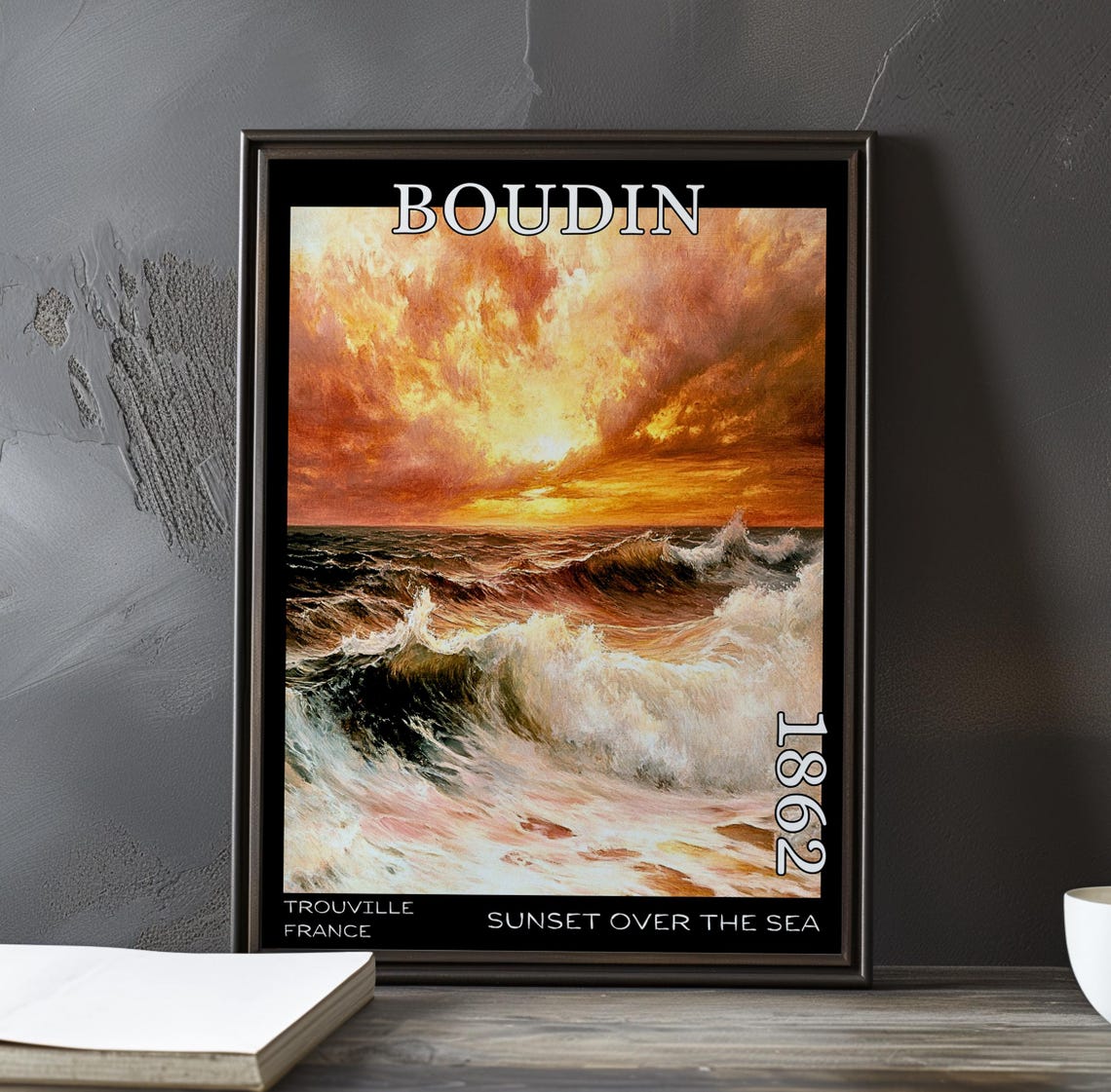 Eugène Boudin Massive Breakers Beneath an Orange Sky 1862 Poster