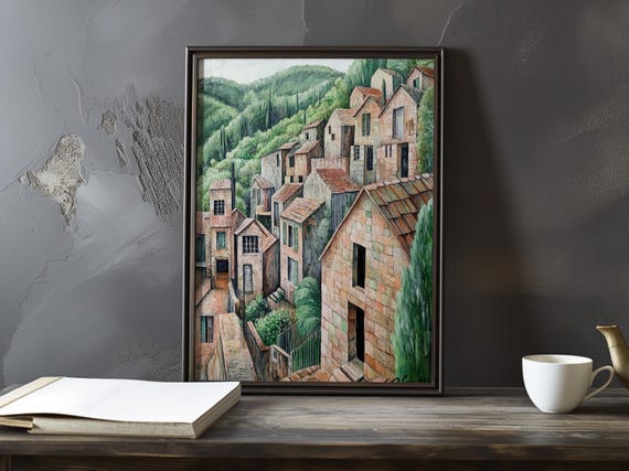 A View Of Village From Afar Paul Cezanne Inspired Impressionist Art Print French Natural Landscape Still Life Poster Impressionism