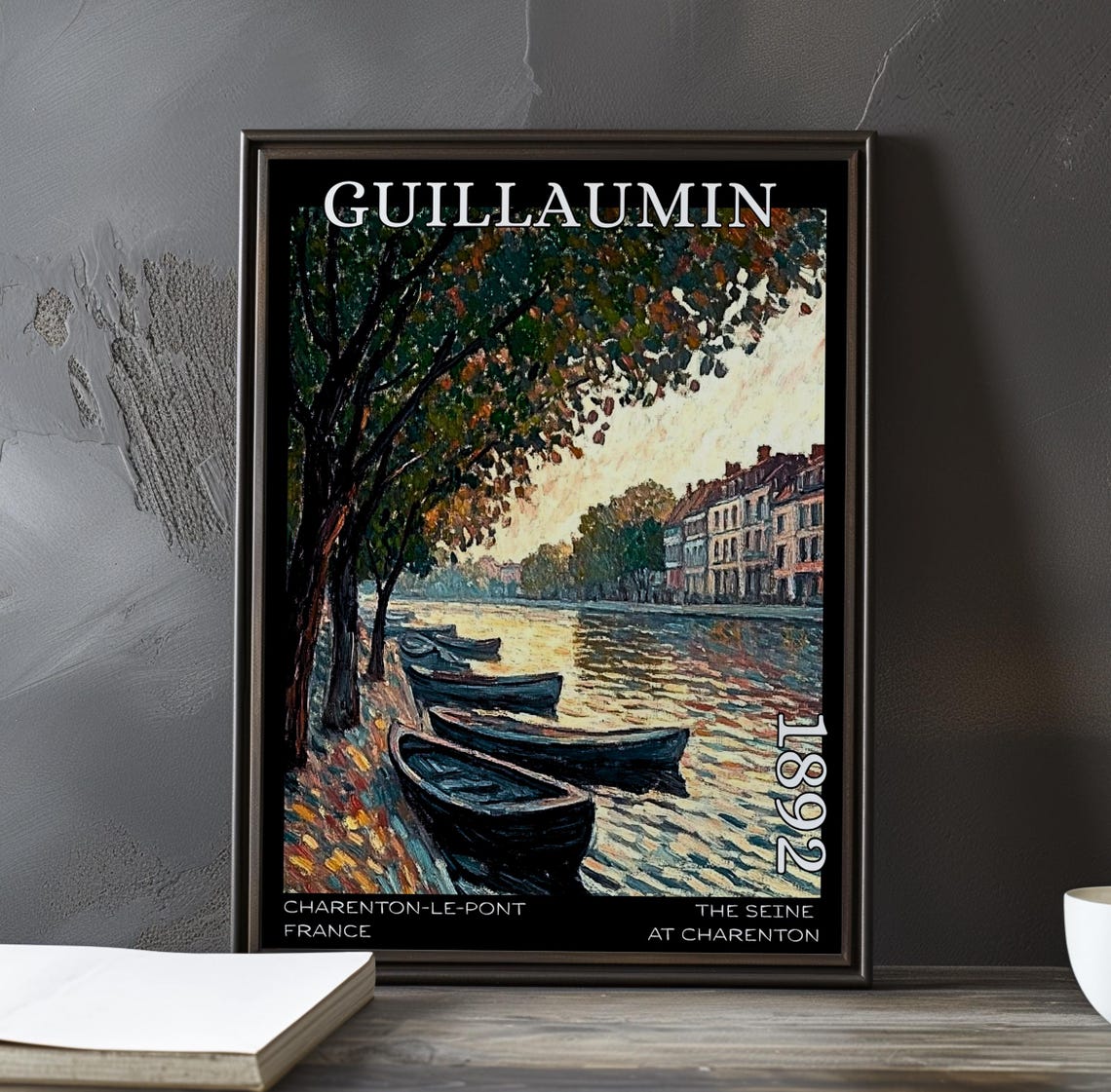 Guillaumin The Seine at Charenton Shaded Quay Boats 1892 Poster