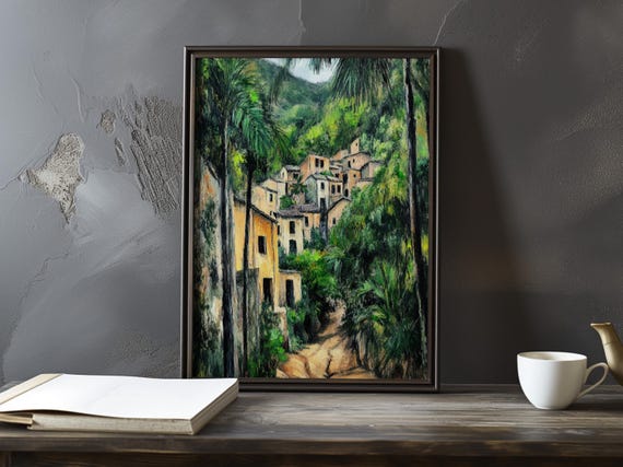 A View Of Village From Afar Paul Cezanne Inspired Impressionist Art Print French Natural Landscape Still Life Poster Impressionism