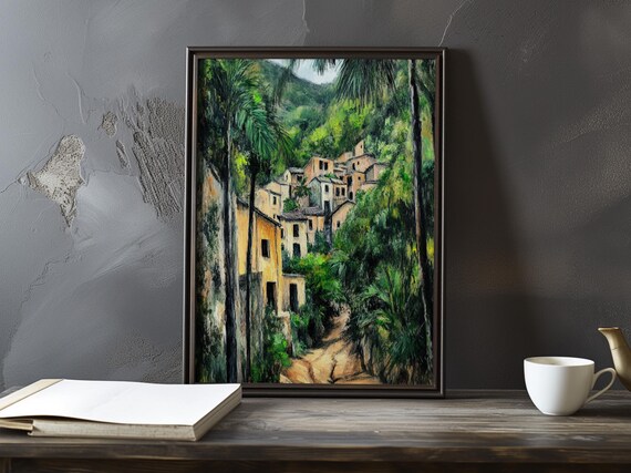Village Hidden In Dense Tropical Greenery With Tall Palms Poster