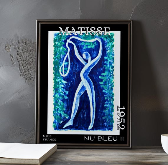 Nu Bleu Ii 1952 Henri Matisse Print Poster Blue Nude Abstract Cutout Female Figure French Post Impressionism Fauvist Art Decor 1950s