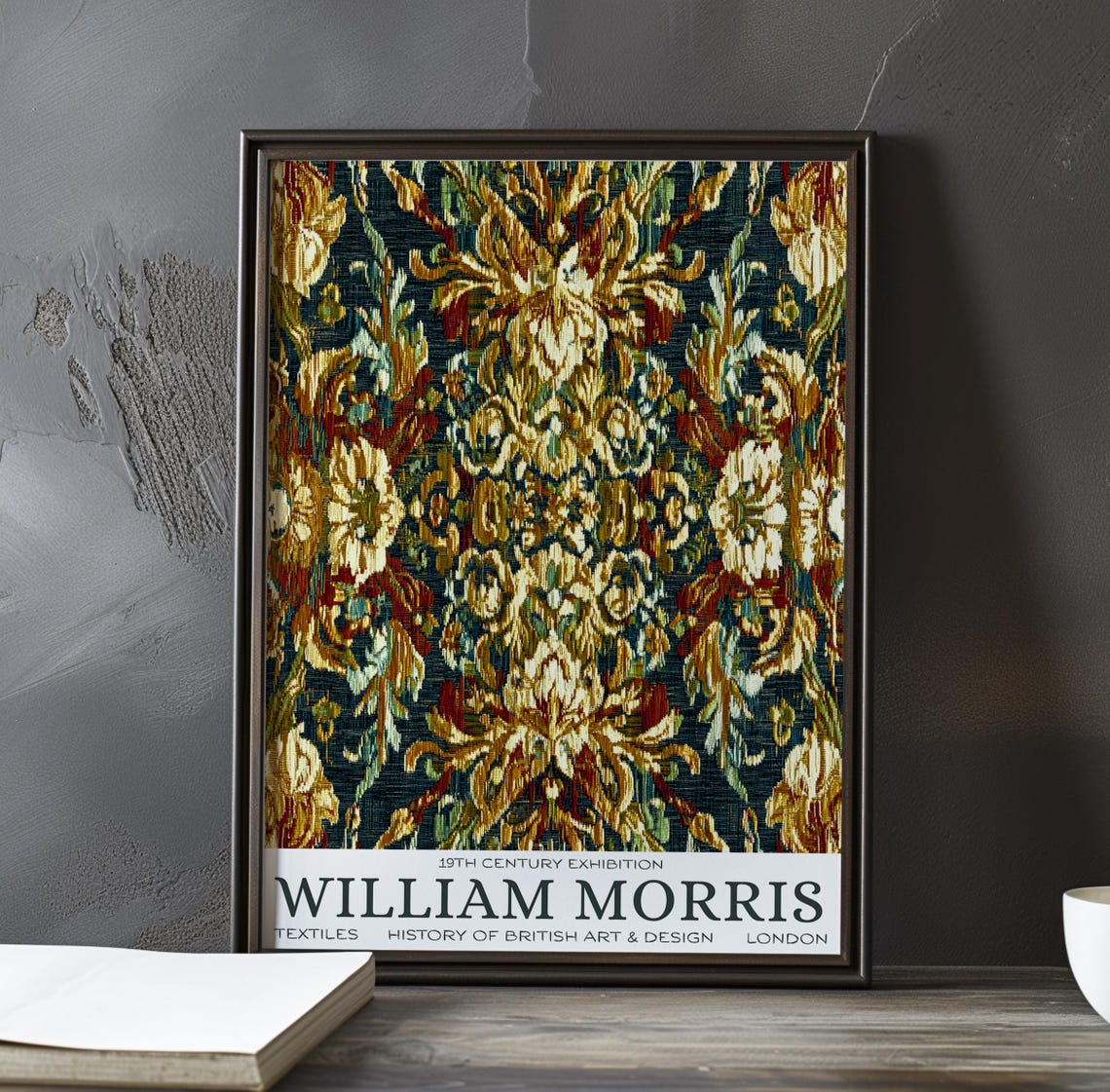 William Morris Golden Brocade Floral Weave Exhibition Poster