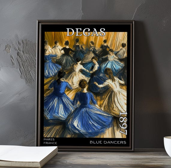 Blue Dancers 1897 Edgar Degas Print Poster Impressionism Post Impressionist Ballerinas Pastel Movement Elegant Ballet Scene Artwork