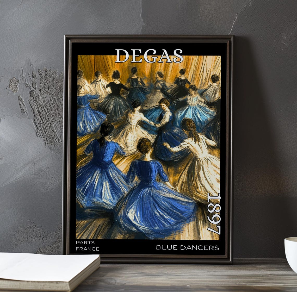 Large Group of Dancers in Blue Dresses Degas-Style 1897 Poster