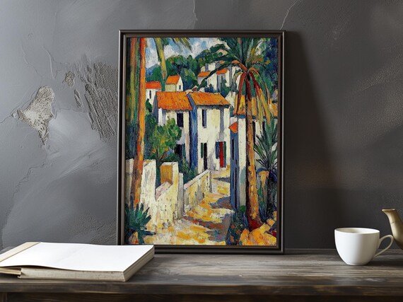 Sunlit White Houses And Palm Trees In Warm Fauvist Colors Poster