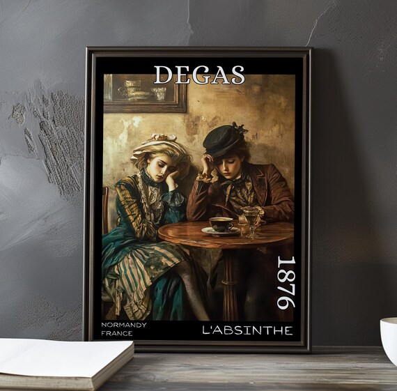 Degas L'Absinthe Couple at a Café Table 1876 Normandy Poster